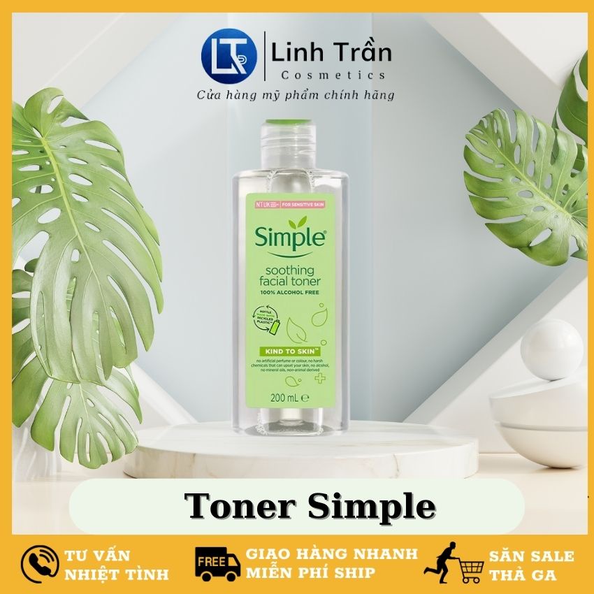 Toner Simple, Nước Hoa Hồng Soothing Facial cân bằng ẩm cho da 200ml