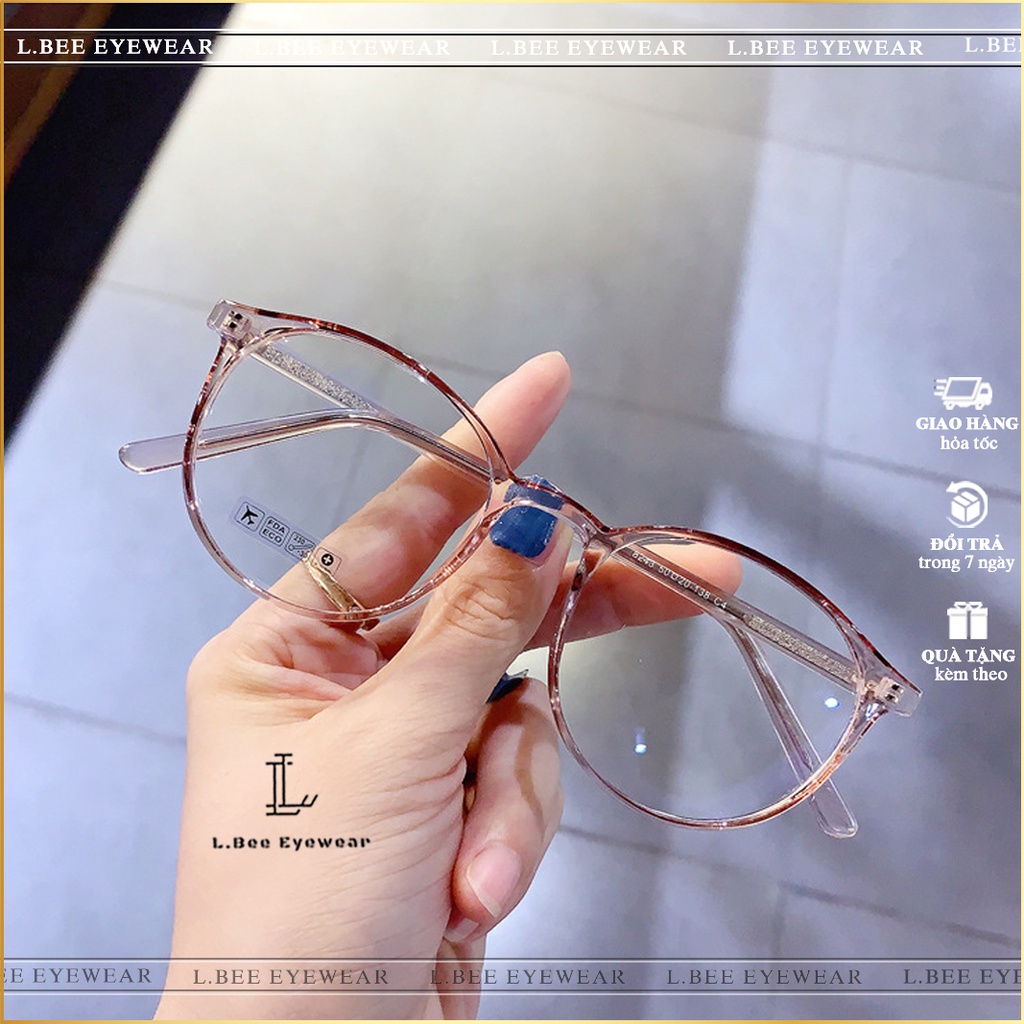 Gọng kính cận mắt tròn nam nữ thời trang Unisex L.BEE EYEWEAR, mắt kính trong suốt chất liệu nhựa cao cấp MSP 82LB43