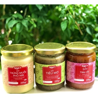 Combo 1 sốt Trứng Muối Phô Mai Saucy 200gr + Sốt Tiêu Mơ Saucy 200gr + 1 Tương Ớt Saucy 200gr