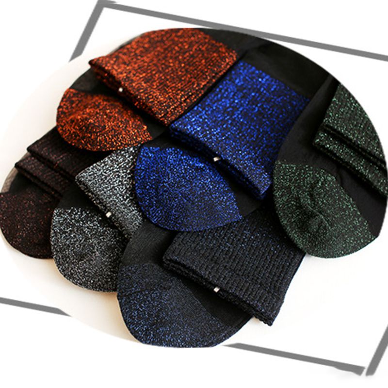 Vớ Lụa Phối Ren Đính Kim Tuyến Lấp Lánh Co Giãn Thời Trang Cho Nữ