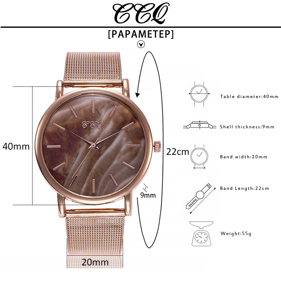 Đồng hồ nữ dây bạc mặt đá cẩm thạch phong cách thời trang