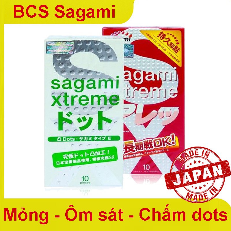 Combo 2 hộp bao cao su Sagami siêu mỏng siêu bền chấm dots (Hibaby+ Store)