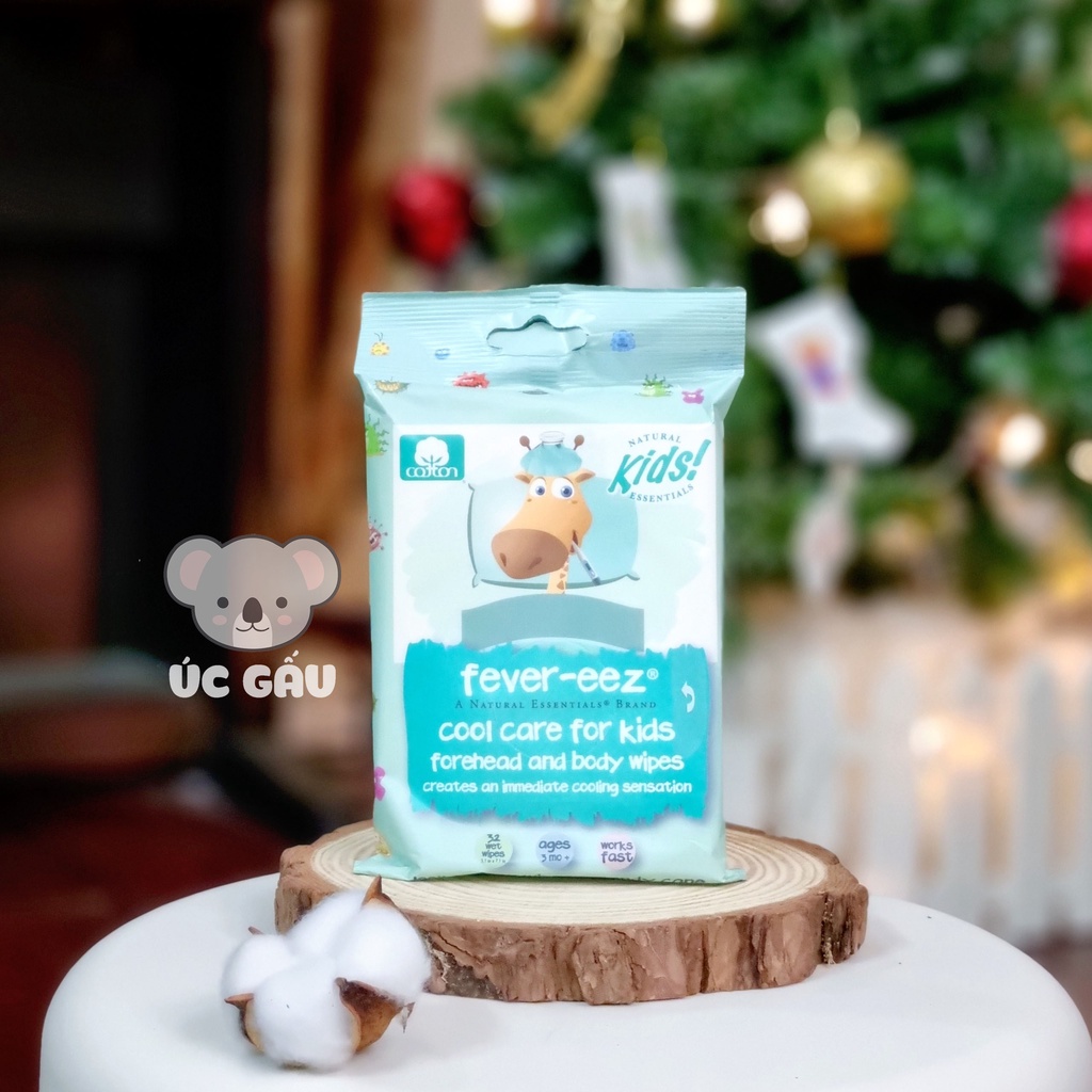 Khăn Lau Hạ Sốt Fever Eez Cho Bé Từ 3 Tháng Tuổi 32 Tờ Mỹ