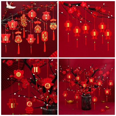 Set 6 Đèn Lồng Đỏ 2023 CNY Treo Trang Trí Nhà Cửa