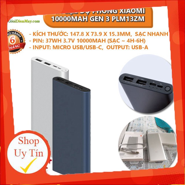 [SALEOFF] Pin sạc dự phòng Xiaomi 10000mah Gen 3 - Bảo hành 6 tháng - Shop Thế giới điện máy ..