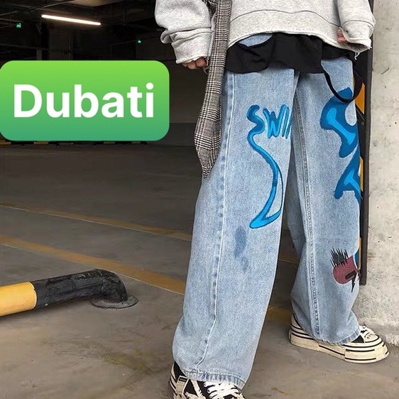 QUẦN BAGGY NAM, QUẦN JEAN NAM IN CHỮ KIỂU MỚI HOT TREND 2021- DB 43- DUBATI FASHION
