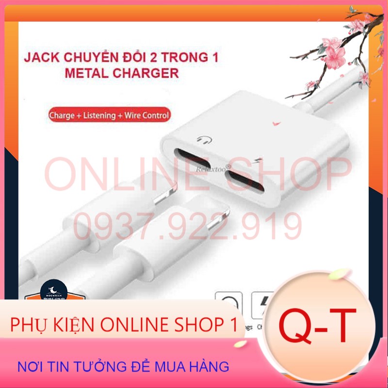 Jack Chuyển Đổi + Giắc Chia Cổng iPhone 7/8/X/11 Thành Cổng Sạc + Cổng Tai Nghe + Hỗ Trợ Mic