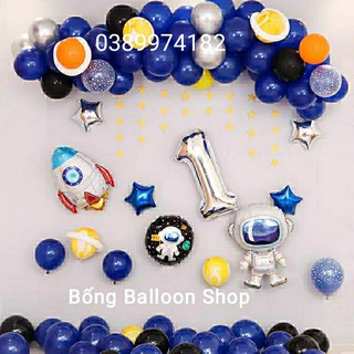 Set bóng trang trí sinh nhật bé trai phi hành gia phg2 đầy đủ bóng giống hình🍓bốngballoonshop🍓tặng kèm bơm + băng dính