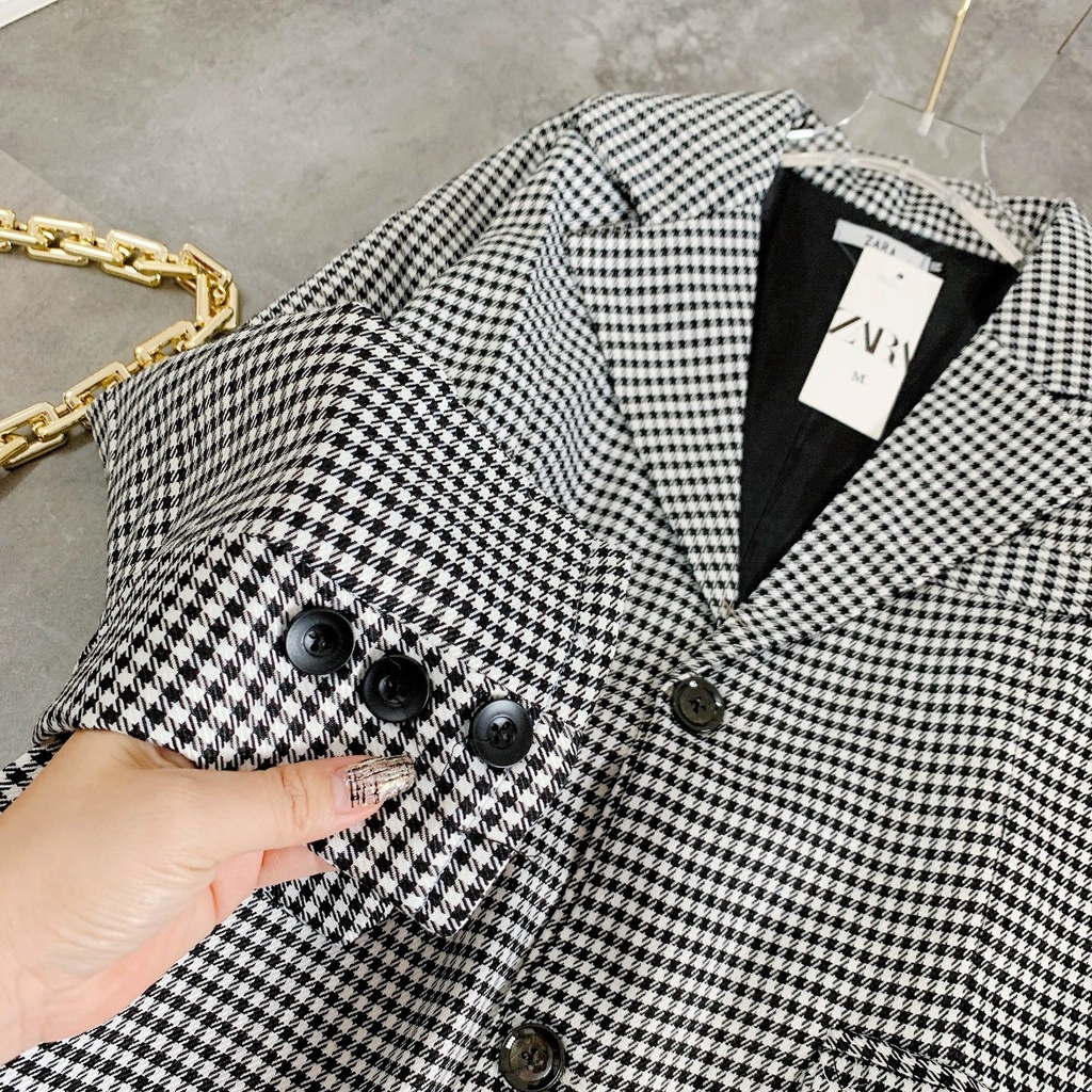 Áo Khoác Blazer Nữ Sọc Đen Trắng, Áo Blazer Hàng 2 Lớp, Đơn Giản, Cá Tính Sang Trọng