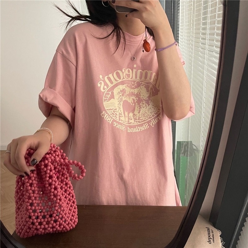 Áo thun nữ tay ngắn dáng rộng thời trang mùa hè phong cách Hàn Quốc năng động