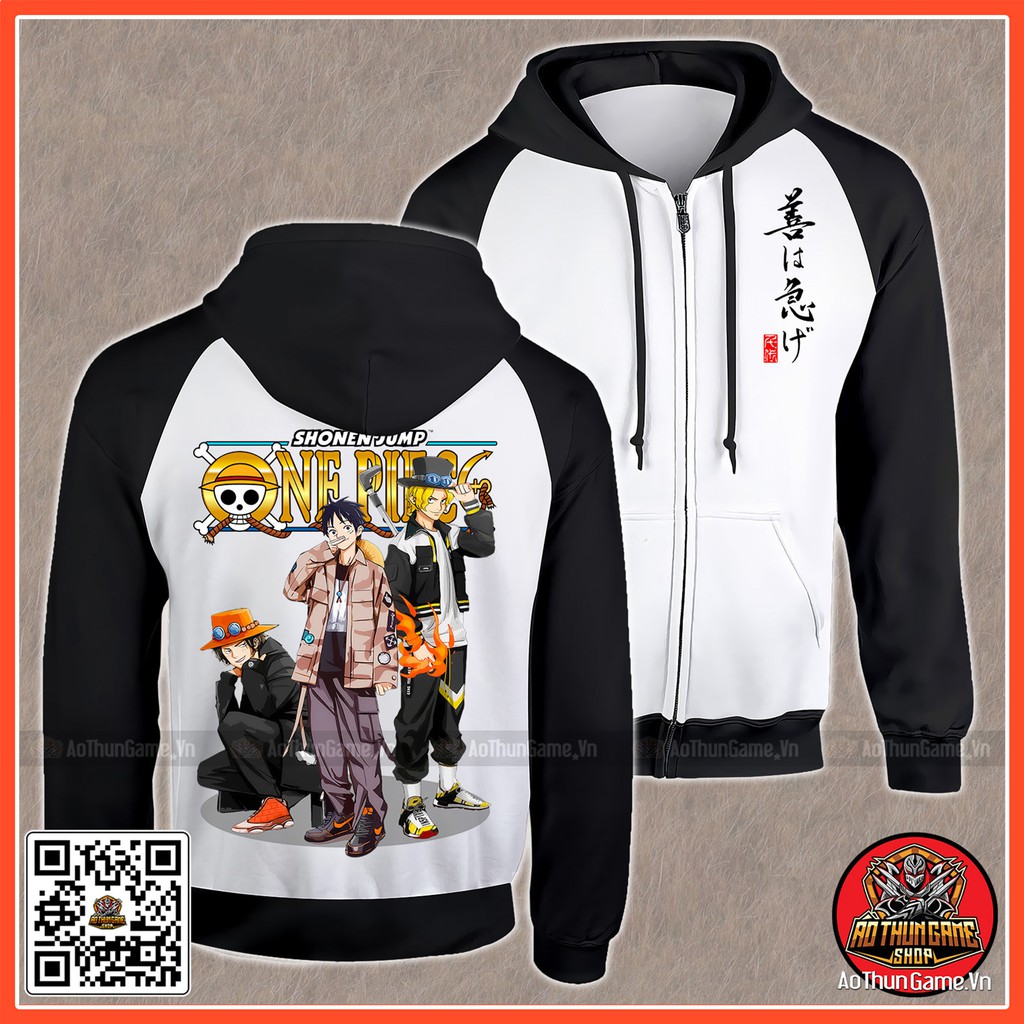 BST Áo khoác One Piece ACE LUFFY SABO, Áo khoác hoodie có size bé cho trẻ em Anime Manga Nam Nữ | Shop AoThunGameVn