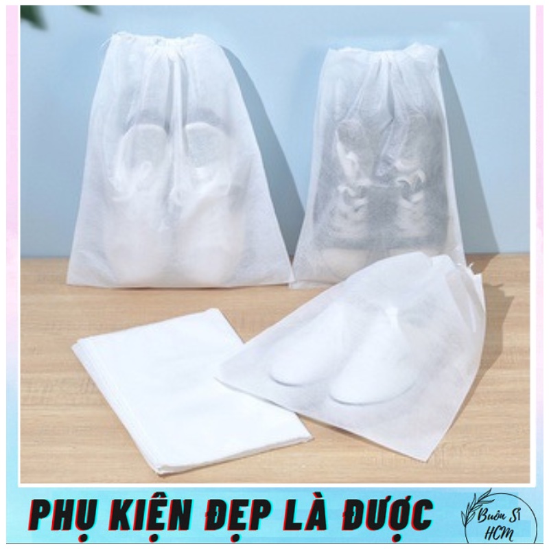 Combo 10 túi rút đựng giày dép quần áo màu trắng size lớn vừa 1 đôi giày, chống bụi bẩn,ẩm mốc giày(PHUKIENDEPLADUOC)