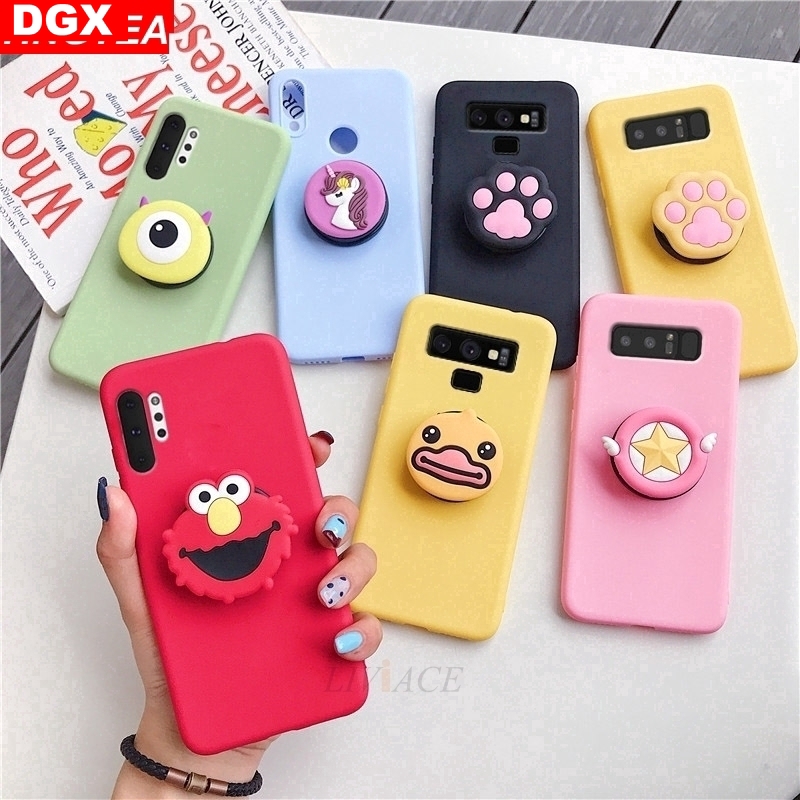 Ốp điện thoại nhám có giá đỡ hoạt hình nhiều mẫu mã cho Samsung Galaxy S10 S10 Plus S9 S8 Plus S7 Edge