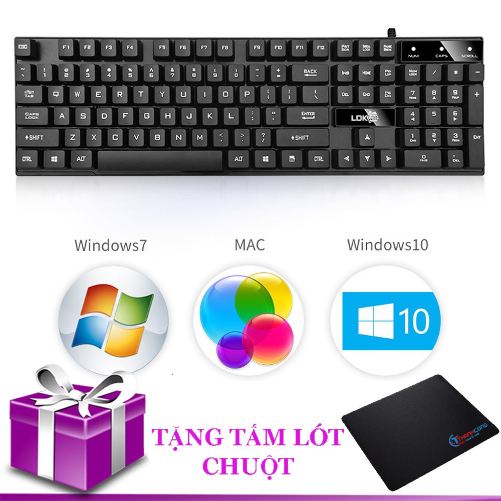 Bàn Phím Máy Tính K372 Chính Hãng Chống Nước Cao Cấp Tặng Kèm Lót Chuột