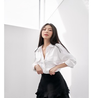DOTTIE - Áo Sơ Mi Có Túi Trắng Nữ T2524