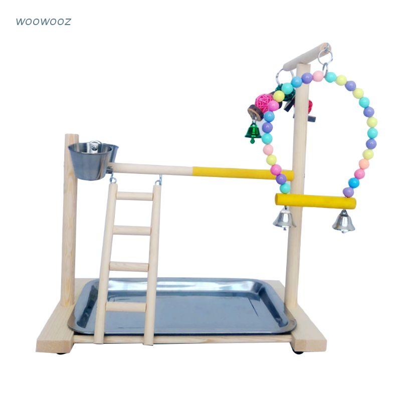 Giá Đứng Bằng Gỗ Đựng Thức Ăn Kèm Cốc Đựng Thức Ăn Dành Cho Chim Vẹt
