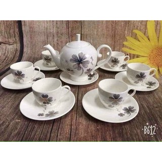Bộ ấm chén hàn quốc đẹp gốm sứ hình hoa mai