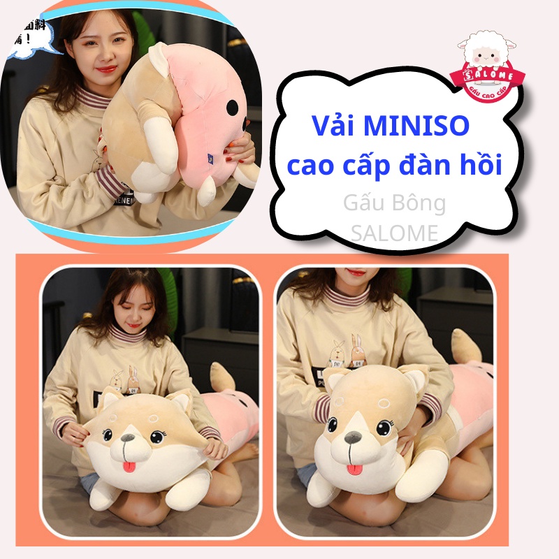 Gấu Bông Chó Shiba Nằm Trà Sữa Size 50cm-1m1 To Khổng Lồ Vải Miniso Mềm Mịn SALOME tp HCM, Qùa Tặng Cao Cấp