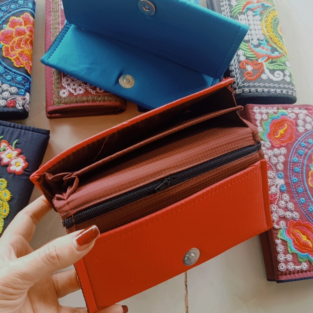Ví tiền ngắn nam nữ thổ cẩm việt nam mẫu mã đẹp sang trong phong cách mẫu mới 2021 VN021