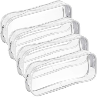 Set 4 Bóp Viết Nhựa Pvc Trong Suốt Có Khóa Kéo