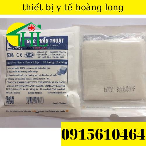 Gạc phẩu thuật tiệt trùng 10 x 10 x8 lớp AN LÀNH