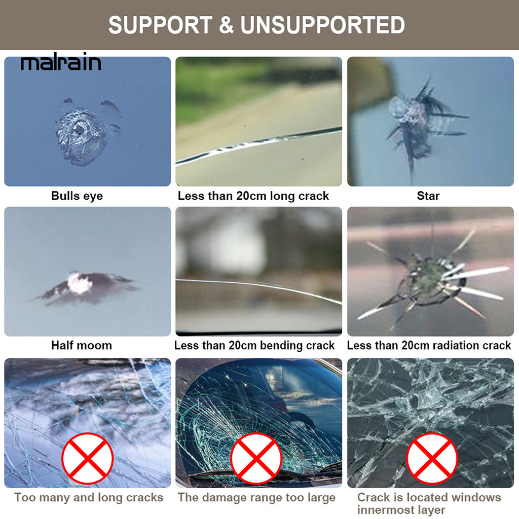 Set dụng cụ hỗ trợ sửa chữa vết nứt trên kính chắn gió xe hơi