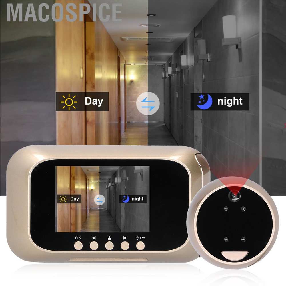 Macospice wireless light switches 3in Digital Door Viewer 720P Display Video Camera 2IR LED Night Doorbell for Home Security