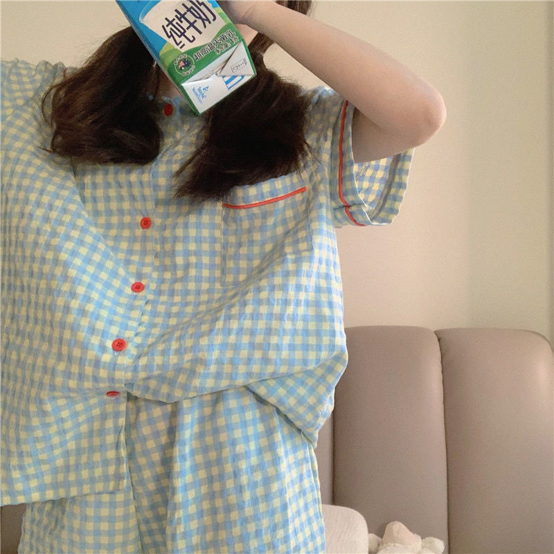 Bộ Đồ Ngủ Ngắn Tay Xinh Xắn Theo Phong Cách Hàn Quốc Cho Nữ