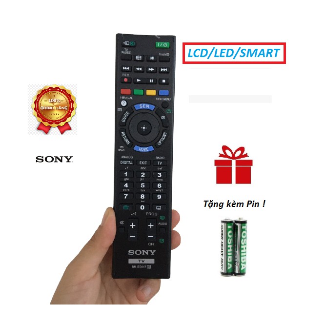 Điều khiển Tivi Sony RM-ED047 LCD/LED SMART - Hàng chính hãng,Tặng pin !