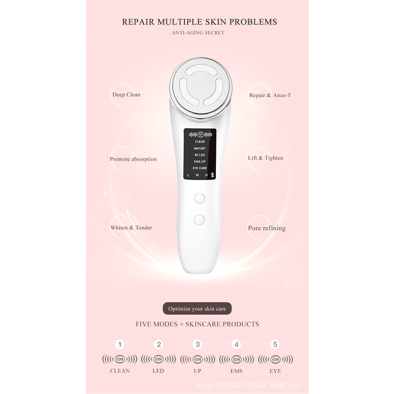 Thiết bị mát xa chăm sóc da mắt bằng sóng siêu âm EMS led hạt photon chống nếp nhăn lão hóa trẻ hóa