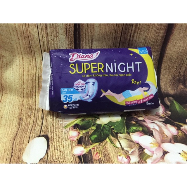 Lô 6 gói băng vệ sinh diana super night 35 cm (gói 3 miếng )