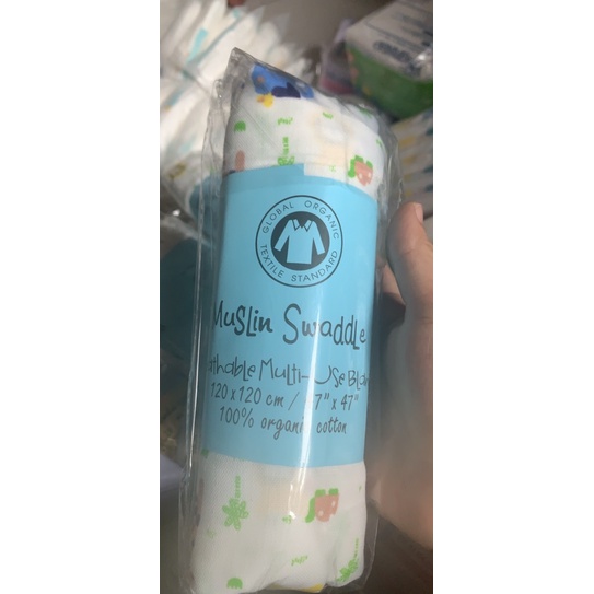(Hàng đẹp) Khăn tắm bé, khăn quấn sợi tre Muslin Swaddle cotton 100% Organic siêu mềm mịn, thấm hút cho bé kt 120*120