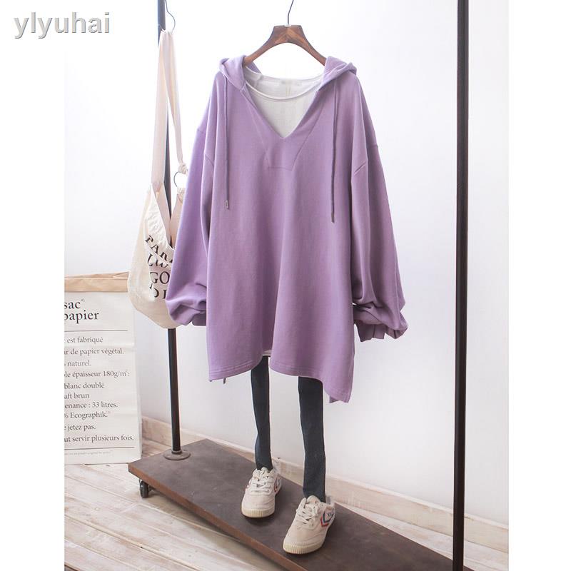 Áo hoodie dài tay cổ chữ V form rộng thời trang mùa thu cho nữ