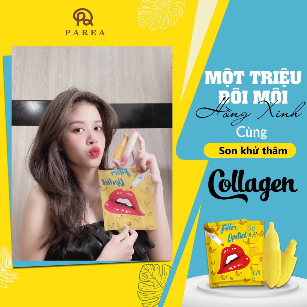 Son Chuối Filler Lipstick Collagen Parea Chính Hãng Giúp Dưỡng Ẩm Khử Thâm Môi Căng Bóng Hồng Hào | BigBuy360 - bigbuy360.vn