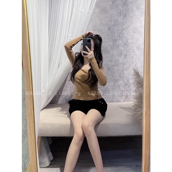 ÁO TĂM NHUNG CỔ VUÔNG THÊU CHỮ MS12234