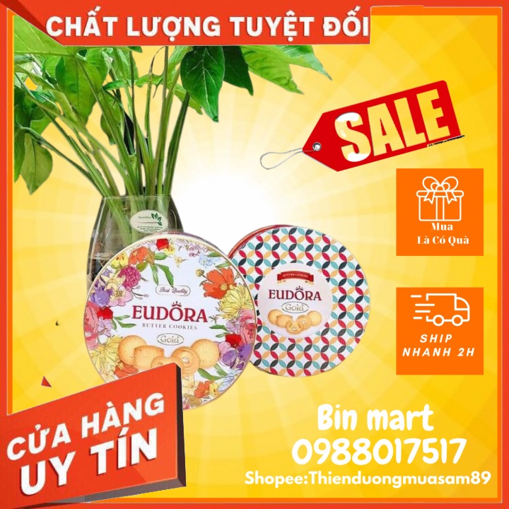 Bánh quy bơ Eudora hộp thiếc tròn