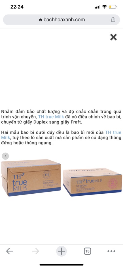 TH truemilk 220ml Có đường/ Ít đường/ Nguyên chất(48 bịch)