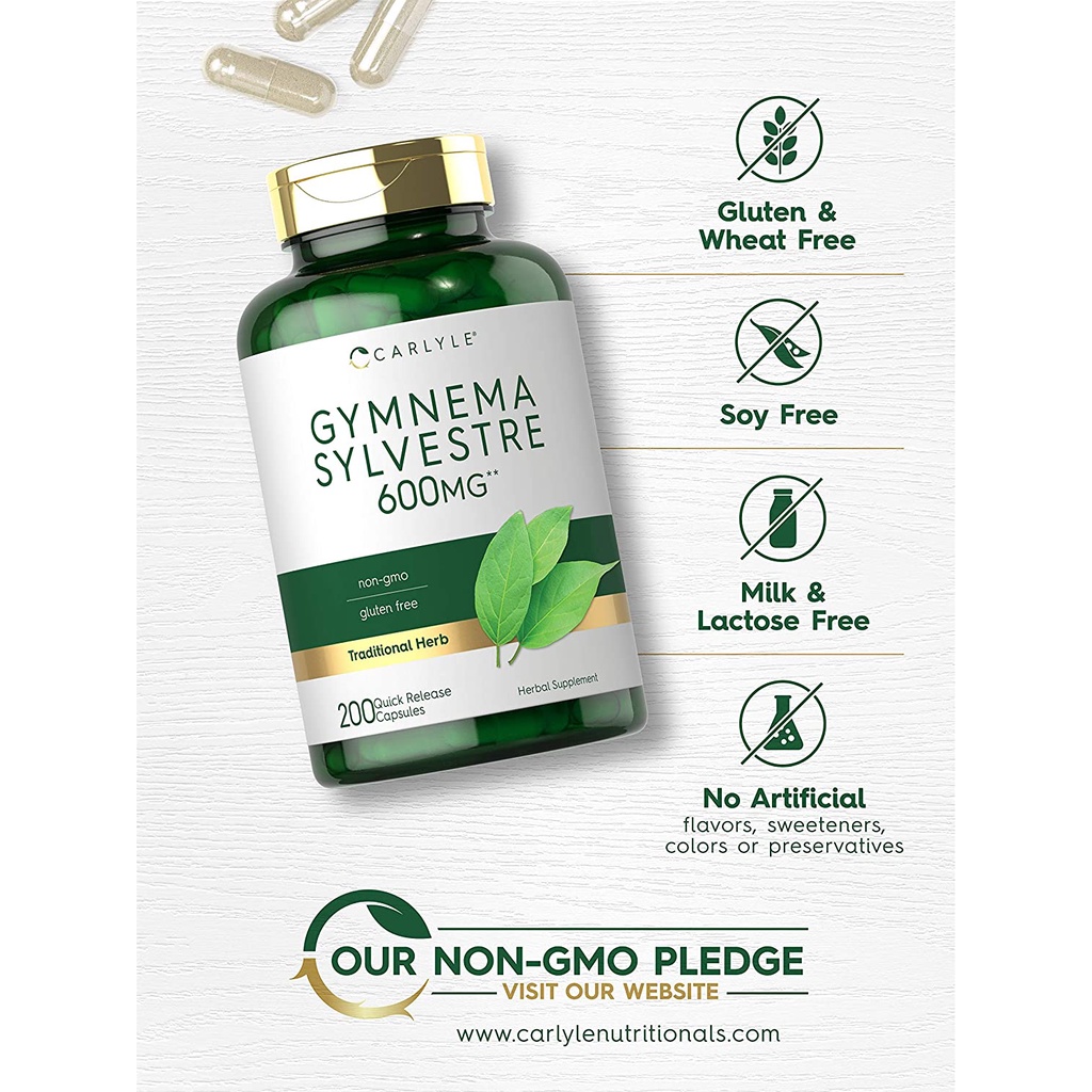 Viên uống hỗ trợ đường huyết, tiểu đường Carlyle Gymnema Sylvestre 600mg 200 viên