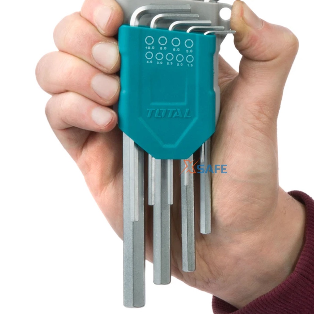 Bộ chìa lục giác đầu bằng TOTAL THT106191 chắc chắn, không rỉ sét Lục giác tôi luyện thép Cr-V bền bỉ, nhỏ gọn