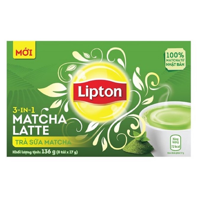 Trà Sữa Matcha - Trà Sữa Ô Long Lipton Hộp 136g (8 Túi X 17g)