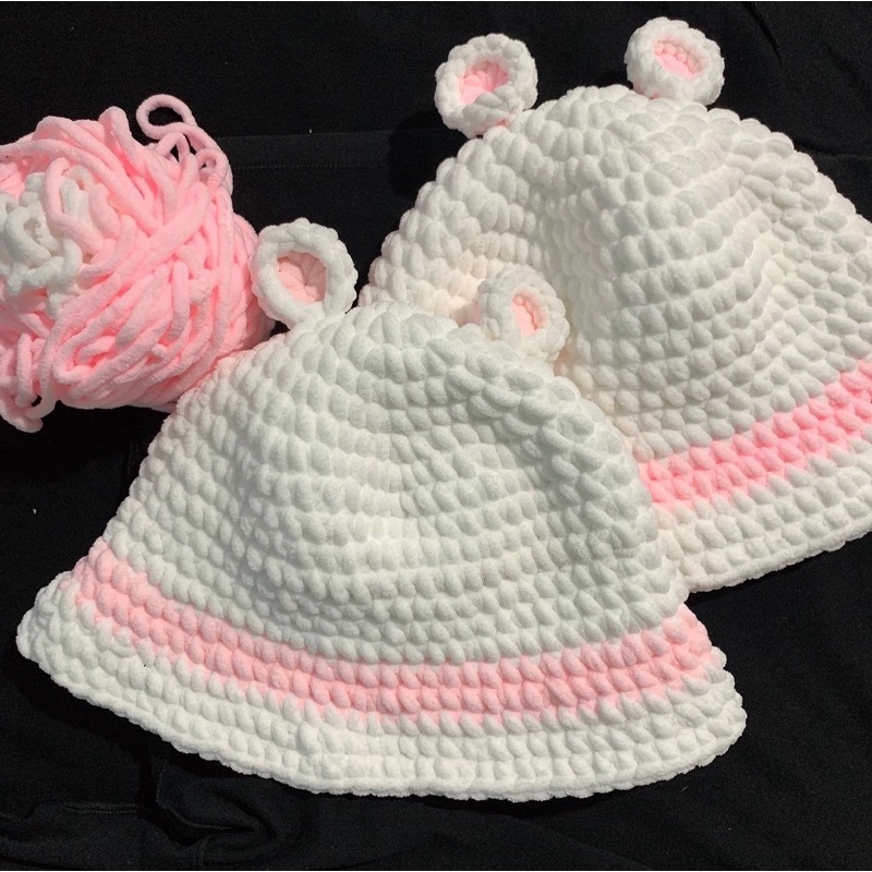 Nón tai gấu len nhung dễ thương handmade