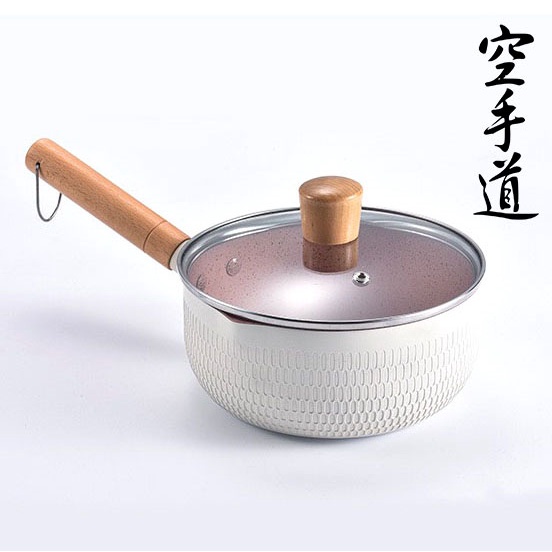 Nồi Nấu Bột Chống Dính, Quánh Sữa Chống Dính Có Nắp Đậy Phong Cách JAPAN Dùng Cho Bếp Từ Đường Kính 18cm