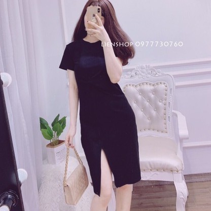 Váy suông có size xoắn eo xẻ dáng dài chất đẹp | BigBuy360 - bigbuy360.vn