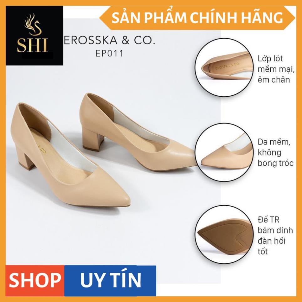 Giày cao gót Erosska thời trang mũi nhọn kiểu dáng cơ bản cao 5cm màu kem _ EP011 | WebRaoVat - webraovat.net.vn