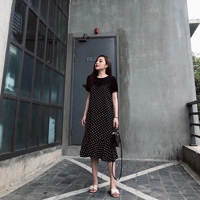 Đầm bầu thời trang thiết kế ren ngực MB09 chất chéo thái freesize từ 45 đến 70kg