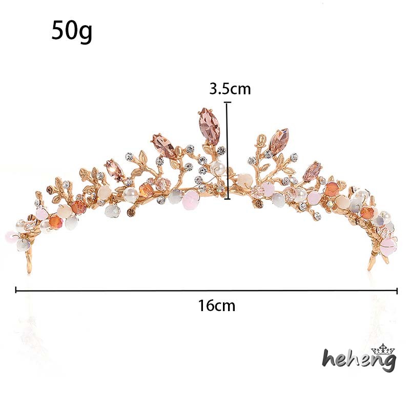 Vương Miện Cài Tóc Đính Đá Pha Lê Hồng Sang Trọng Cho Cô Dâu