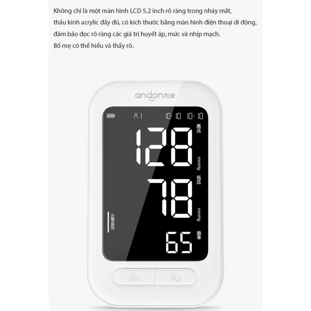 Máy đo huyết áp bắp tay Xiaomi Andon KD-5907 | Màn Hình LCD , Kết Nối