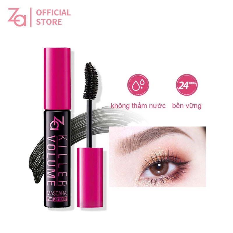 Mascara ZA 9g dạng lỏng màu đen chống thấm nước chống nhòe màu và làm xoăn dài cho mi mắt
