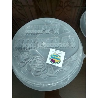 Khuôn Rau Cau Nhựa 25 Cm Happy Birthday Hoa Hồng Tròn Lồng Tim
