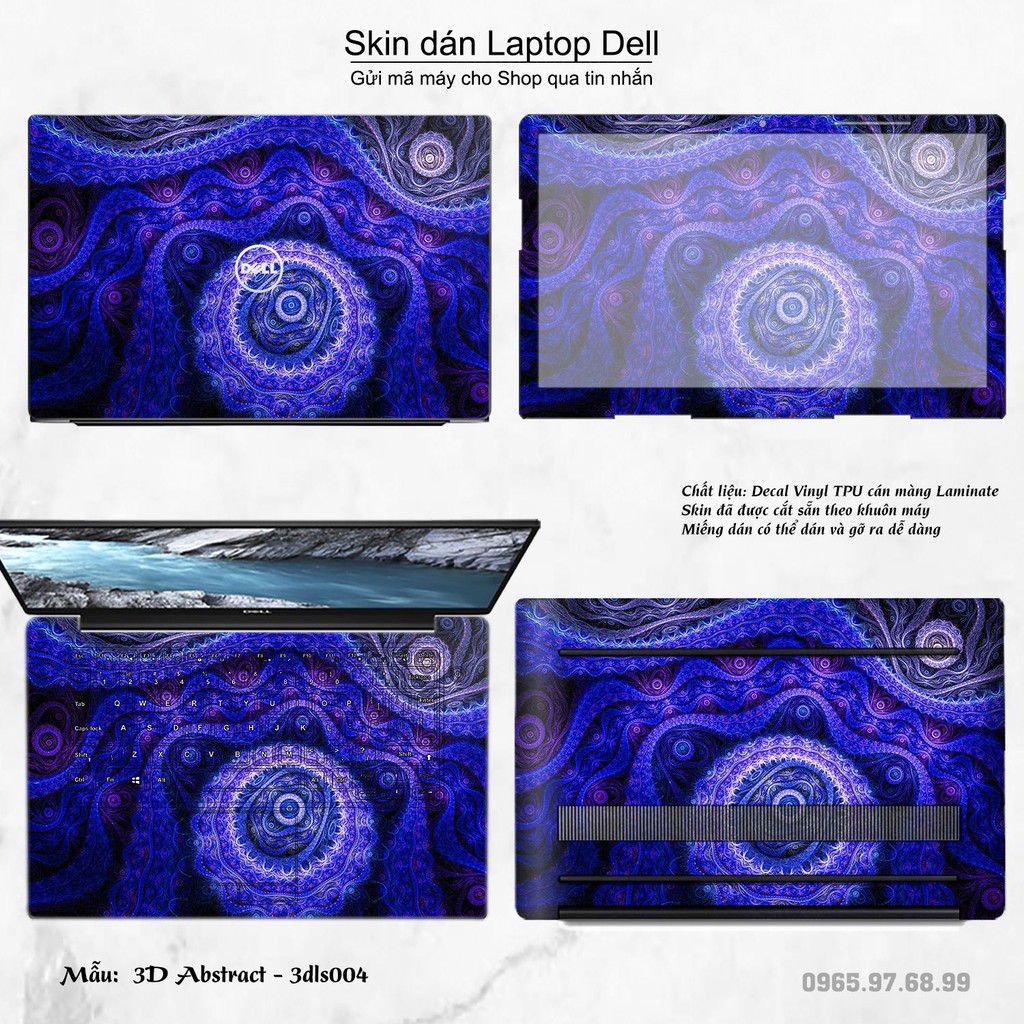 Skin dán Laptop Dell in hình 3D (inbox mã máy cho Shop)